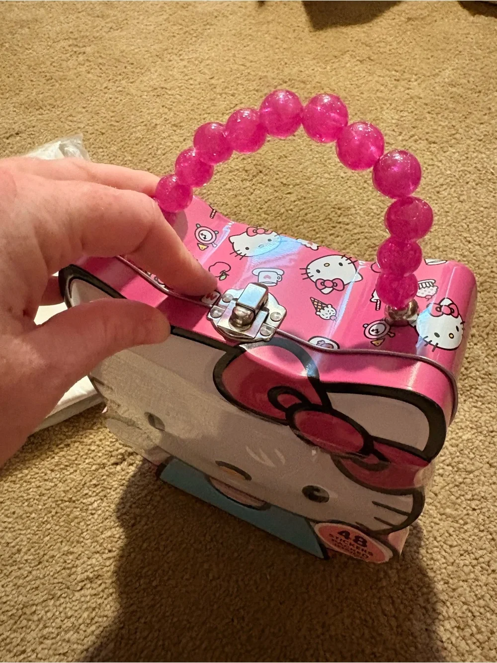 Hello Kitty White Tote with Pink-Handled Sticker Case